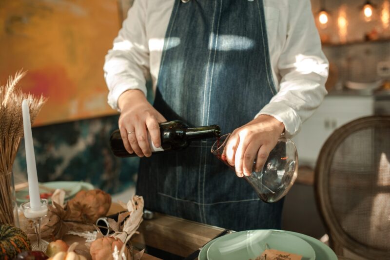 Decanting aerates the wine